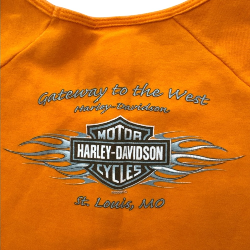 Vintage Harley Davidson Women’s Orange Top/Shirt‎ Size L USA Made Stl Mo Harley - Picture 7 of 8